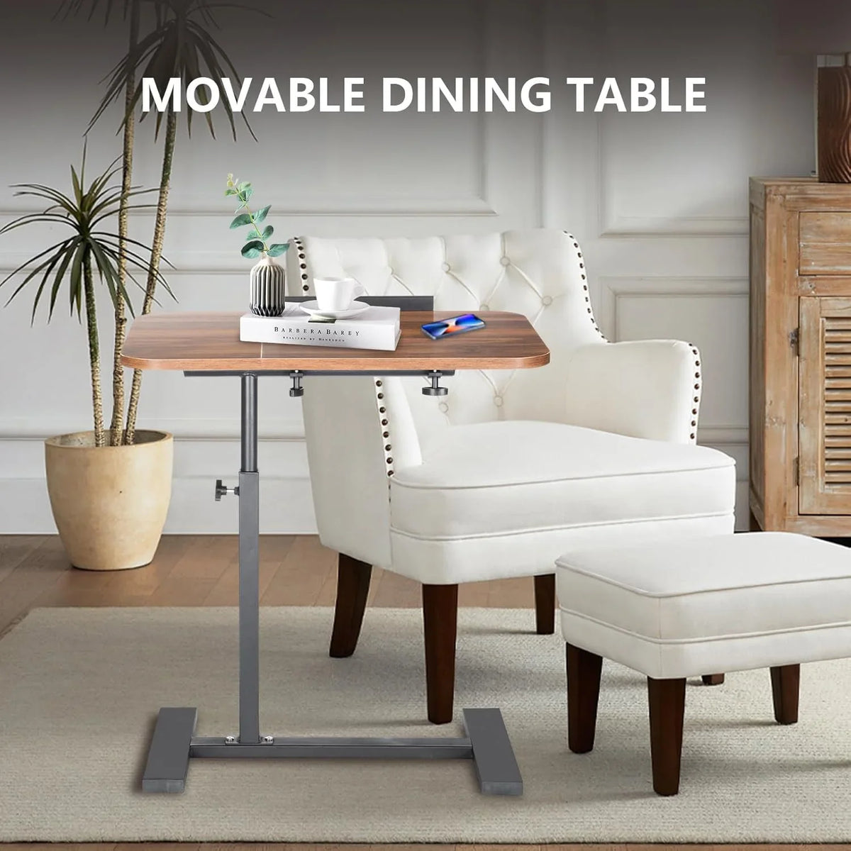 Table de Lit Réglable en Hauteur sur Roulettes