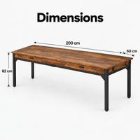Dimensions du bureau double : 200 x 60 x 82 cm