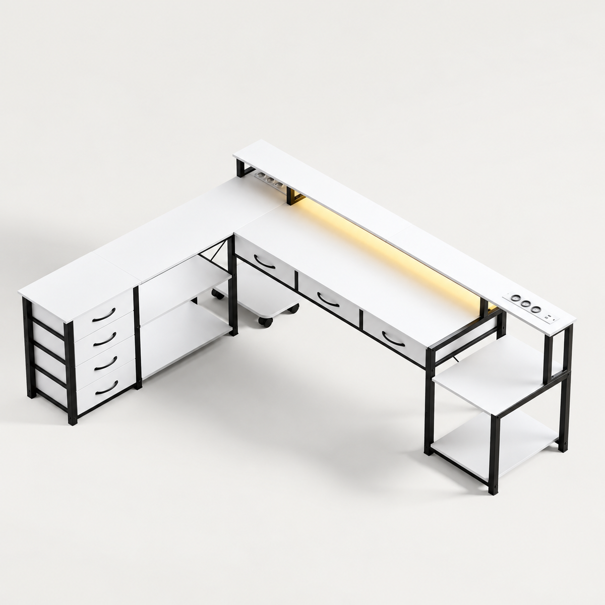 Bureau d'angle en L 200 cm coloris blanc