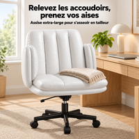Chaise de bureau extra-large en similicuir avec assise large pour s'asseoir en tailleur
