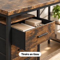 Gros plan sur un tiroir en tissu du bureau