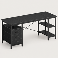 Bureau avec 3 tiroirs en tissu et étagères coloris noir