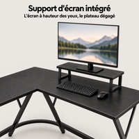 Support d'écran intégré au bureau d'angle en L
