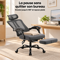 Chaise inclinée avec repose-pieds sorti pour une pause au bureau