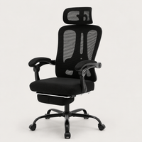 Chaise de bureau en maille inclinable avec repose-pieds coloris noir