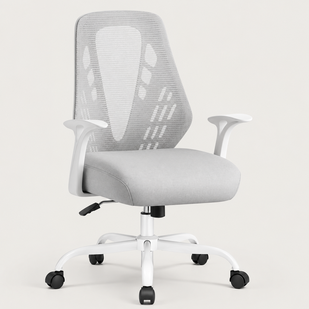 Chaise de bureau ergonomique en maille à bascule grise sans appui-tête