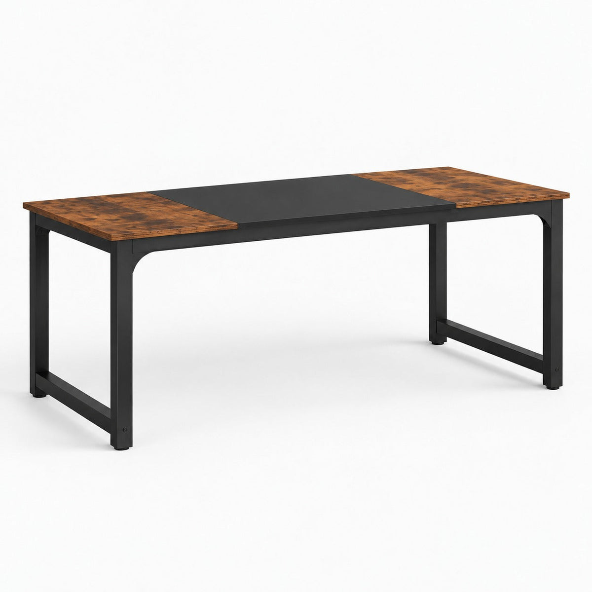 Grand bureau 160 x 80 cm bois et métal noir, vue de trois quarts