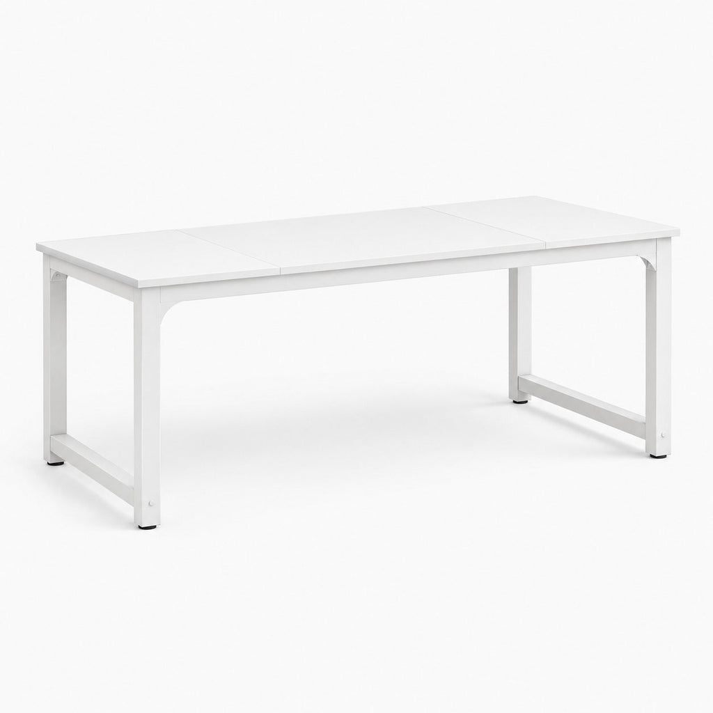 Grand bureau 160 x 80 cm bois et métal noir coloris blanc