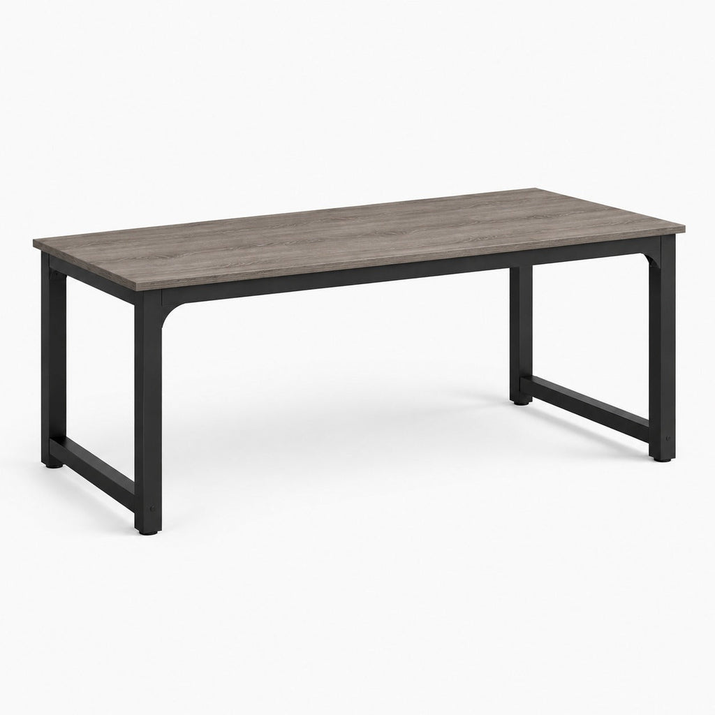 Grand bureau 160 x 80 cm bois et métal noir coloris gris