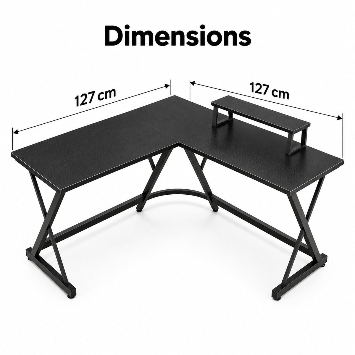 Dimensions du bureau d'angle en L : 127 x 127 cm