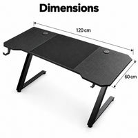 Dimensions du bureau gaming : 120 x 60 cm