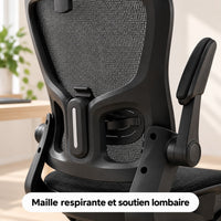 Gros plan sur la maille respirante et le soutien lombaire