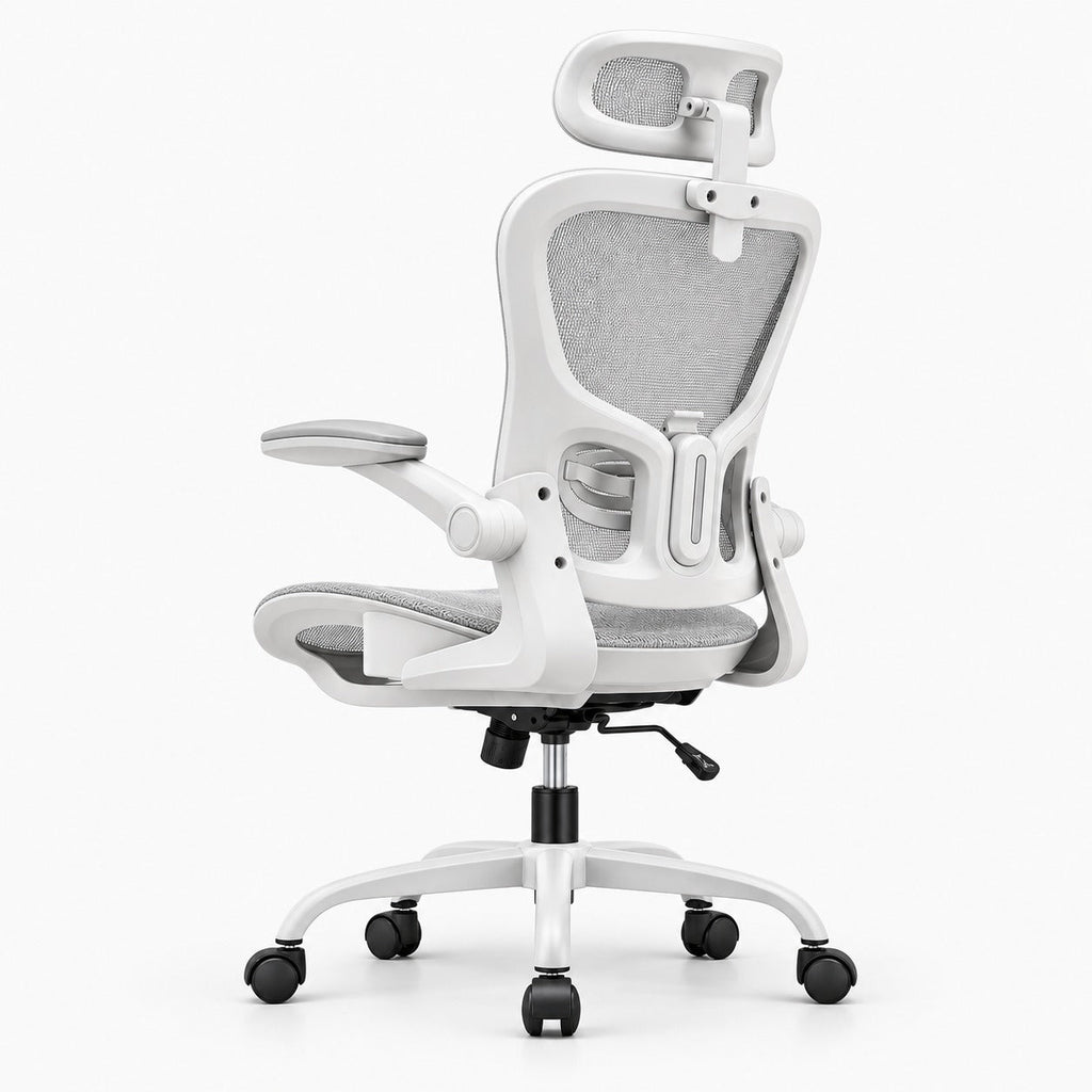 Chaise de bureau ergonomique 150 kg avec appui-tête coloris blanc