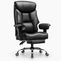 Fauteuil gaming renforcé 180 kg avec repose-pieds noir, vue de trois quarts