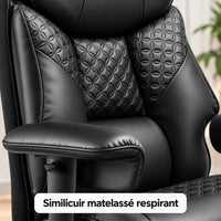 Gros plan sur le similicuir matelassé respirant du fauteuil