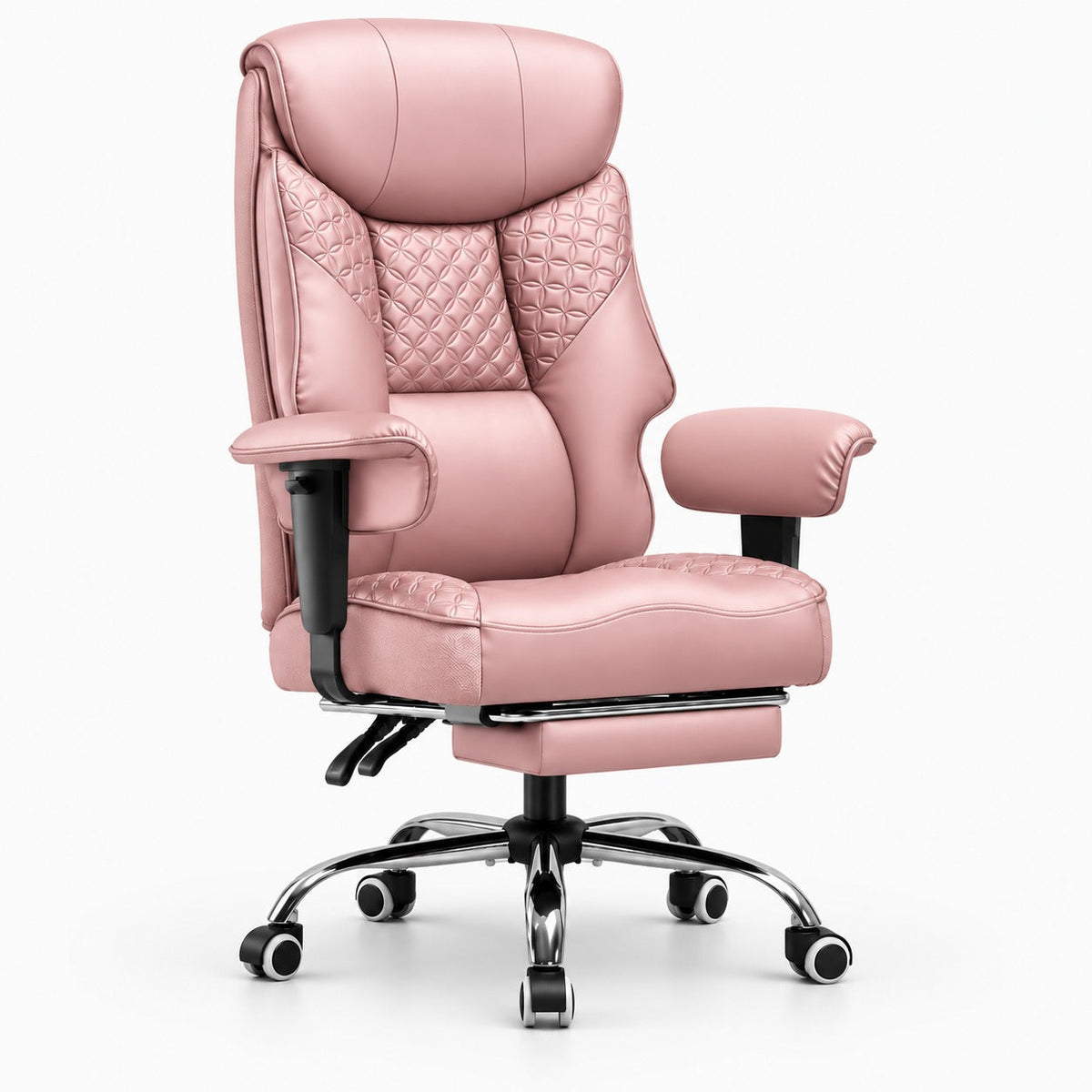 Fauteuil gaming renforcé 180 kg avec repose-pieds coloris rose