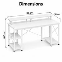 Dimensions du bureau blanc : 120 x 50 cm, hauteur 86,5 cm